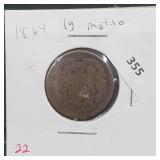 1864 Lg Motto Two Cent Piece
