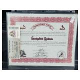 Certificate/Ticket Springfield Cardinals 1st Game