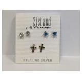 NOS .925 Sterling 21st & Stone Earring Set