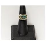 .925 Sterling Silver Abalone Ring Sz 6