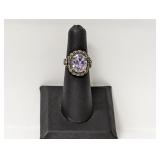 .925 Sterling Purple Stone Ring Sz 5.5