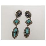 .925 Sterling Hematite/Turquoise Earrings