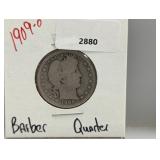 1909-D 90% Silver Barber Quarter