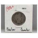 1908-O 90% Silver Barber Quarter