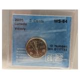 2005 MS64 Canada Victory 5 Cents