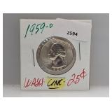 1959-D UNC 90% Silv Wash Quarter