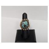 .925 Sterling Handcrafted Turquoise Ring Sz 8.5