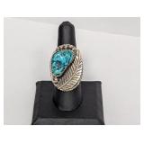 .925 Sterling Navajo Turquoise Ring Sz 8.5