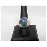 .925 Sterling Lapis/Turquoise Dome Ring Sz 9.5