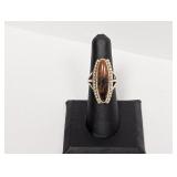 .925 Sterling Elongated Stone Ring Sz 7