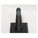 .925 Sterl Esposito Turquoise Ring Sz 3.5