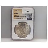 NGC 1923 MS62 90% Silv Peace $1 Dollar