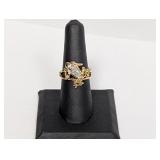 Vermeil/.925 Sterling Diamond Frog Ring Sz 8