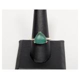 .925 Sterling Malachite Triangle Ring Sz 9