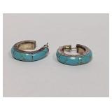 .925 Sterling Turquoise Hoop earrings