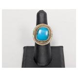 .925 Sterling Old Pawn Turquoise Ring Sz 7.5