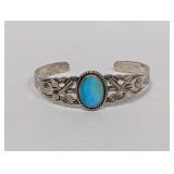 .925 Sterl Fred Harvey Turquoise Cuff Bracelet