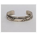 .925 Sterling Cuff Bracelet Marked LB