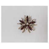 12K Gold Filled Purple/Clear Stone Brooch