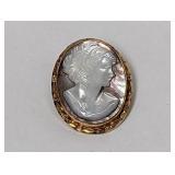 12K Gold Filled Cameo Brooch