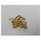 12K Gold Filled Diamond Cut Leaf Brooch