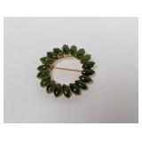 12K Gold filled Jade Wreath Brooch