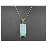 18" .925 Sterl Chain w/Rectangular Turquoise Pend