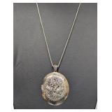 24" .925 Sterl Chain w/Lg Sarda Scrolled Pendant