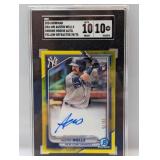 2024 Bowman Ch Auto Yellow Ref /75 Wells RC SGC 10