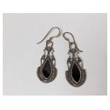 .925 Sterling Black Onyx Dangle Earrings