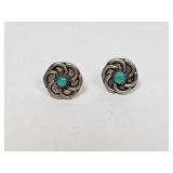 .925 Sterling Turquoise Flower Stud Earrings