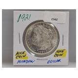 1921 90% Silver Morgan $1 Dollar