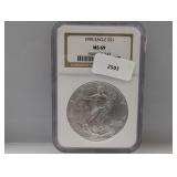 NGC 1995 MS69 1oz .999 Silv Eagle $1