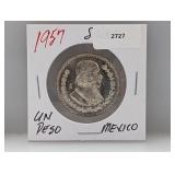 1957 Silver Mexico Un Peso