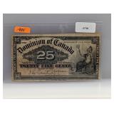 1900 Dominion of CA Twenty Five Cent Bill