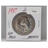 1957 Silver Mexico Un Peso