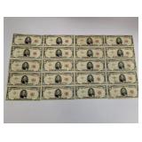 20-Red Seal $5 US Notes