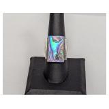 .925 Sterling Abalone Ring Sz 8.5