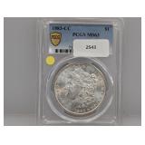 PCGS 1883-CC MS63 90% Silv Morgan $1