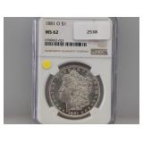 NGC 1881-O MS62 90% Silv Morgan $1