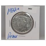 1922-S 90% Silver Peace $1 Dollar