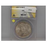 ANACS 1897 MS64 90% Silv Morgan $1