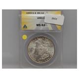 ANACS 1890-S MS62 90% Silv Morgan $1