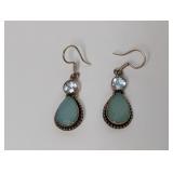 .925 Sterling Teardrop Stone Earrings