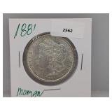 1881 90% Silver Morgan $1 Dollar