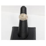 .925 Sterling Diamond Cut Dome Ring Sz 5