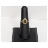 Vermeil/.925 Sterl Green Stone Ring Sz 7