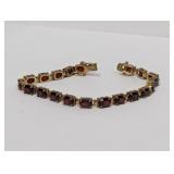 7' Vermeil/.925 Sterling Red Stone Bracelet