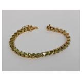 7' Vermeil/.925 Sterling Green Stone Bracelet