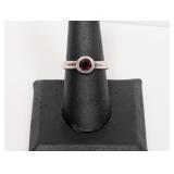 .925 Sterling Red Stone Ring Sz 8